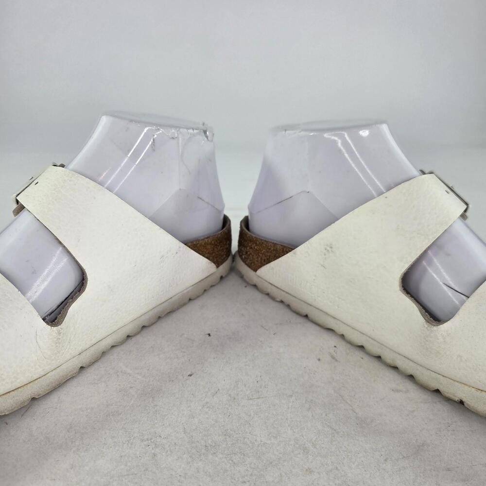Birkenstock Arizona Soft Footbed Sandals Size 36 White Leather Buckle Slide - Picture 9 of 11